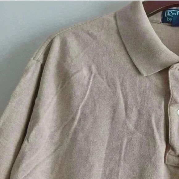 Polo by Ralph Lauren Tan Long Sleeve Polo Shirt Classic Design - Picture 8 of 16